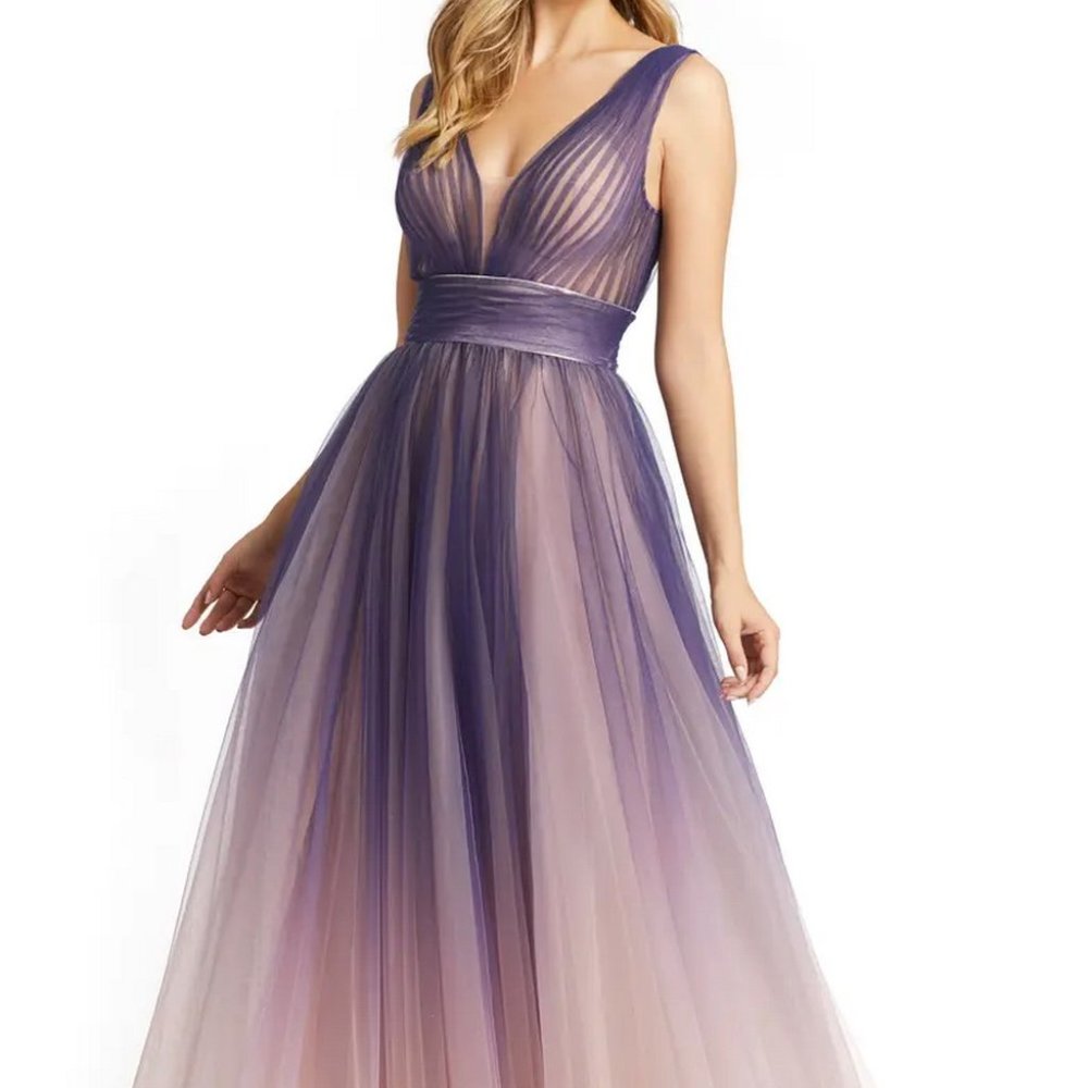 Mac Duggal Indigo Ombre Ombré Tulle Ballgown